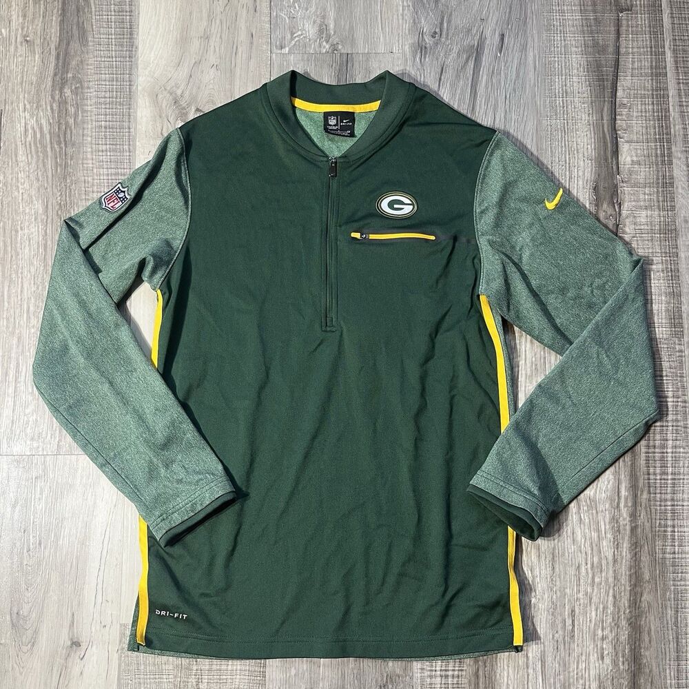 NFL Nike On FIeld Green Bay Packers Small 1/4 Zip Pullover Dri-fit Long Sleeve